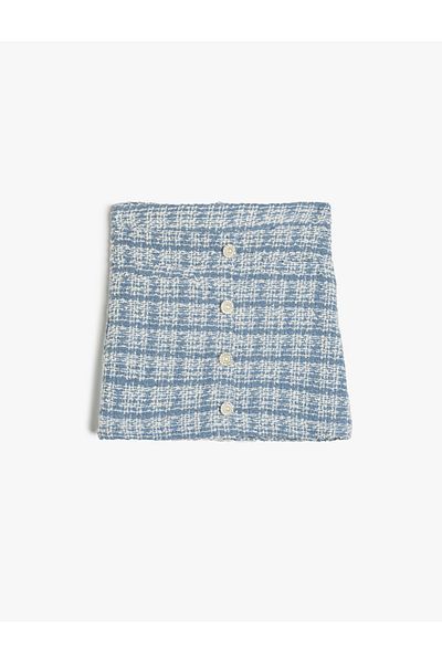 Koton Fusta din Tweed cu Motiv Floral - Detaliat Nasturi