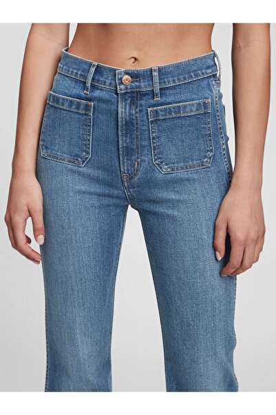 GAP Kadın Mavi High Rise Flare Jean Pantolon
