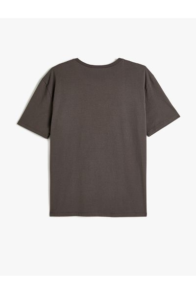 Koton Cotton Oversize Short Sleeve T-Shirt - Slogan Printed, Crew Neck