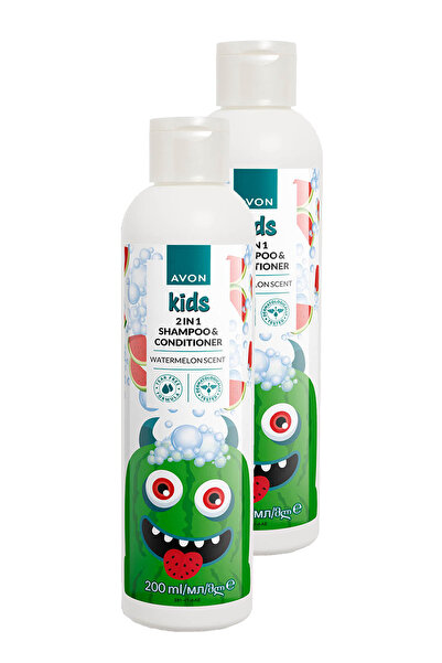 AVON Kids 2 si 1 Arada Karpuz Kokulu Çocuk Saç Kremi ve Şampuanı 200 Ml. İkili Set