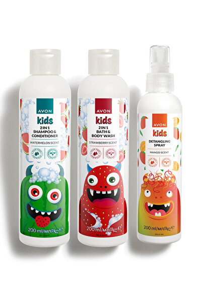 AVON Kids 2 si 1 Arada Karpuz Çilek Mango Kokulu Çocuk Banyo Bakım Seti