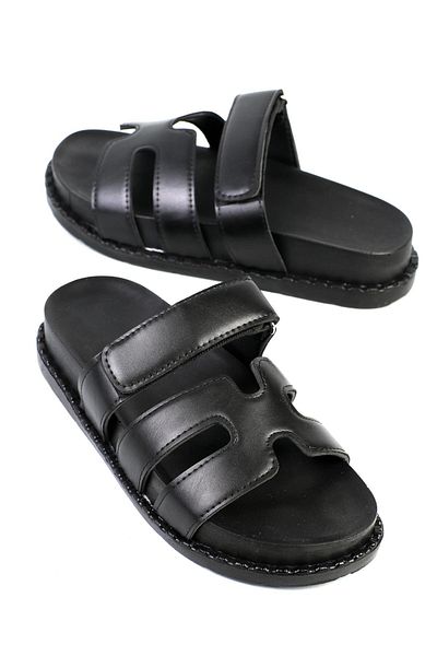 ShoeTek Papuci de damă din piele Isodora neagră - cu bandă și talpă