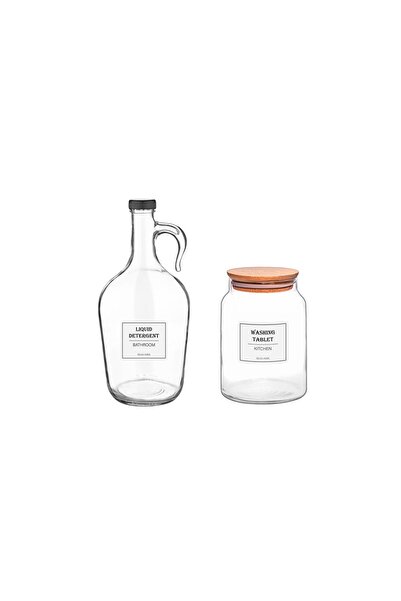 SELKA HOME Bulaşık Tableti Kavanozu Ve Sıvı Deterjanlık Galon Şişe