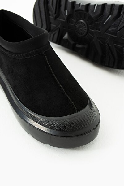 DUXAL SHOES Paula Mini Siyah Süet Yarım Bot Içi Tüylü Düz Taban Kadın Ayakkabı