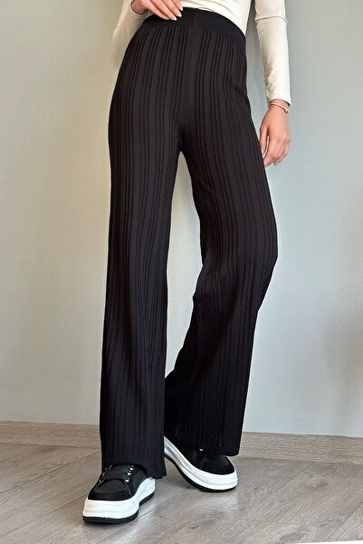 InStyle Fitilli Siyah Triko Pantolon