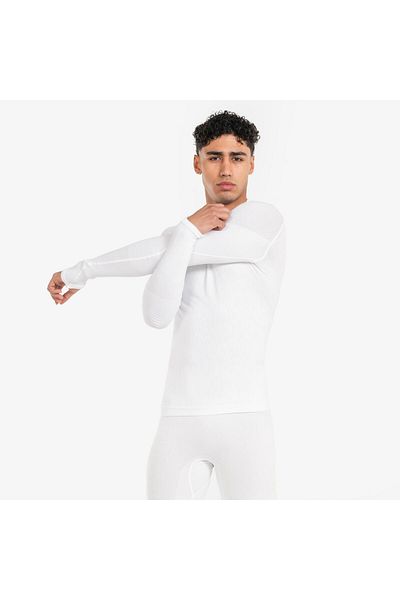 Decathlon ملابس داخلية حرارية بأكمام طويلة للبالغين - أبيض - Keepdry - ملابس داخلية لكرة القدم