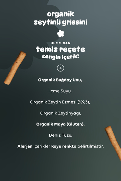 Humm Organic Organik Vegan Zeytinli Grissini Atıştırmalık Paketi - 6 adet