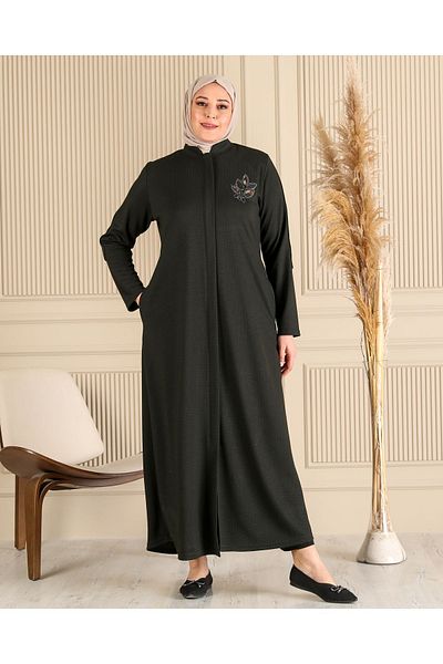 Ferace Γυναικείο χειμερινό Hijab Pardesu με φερμουάρ σε μεγάλο μέγεθος σε όλο το μέγεθος