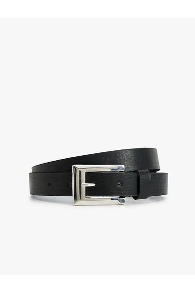 Koton Leather Look Thin Belt - Metal Buckle Detail