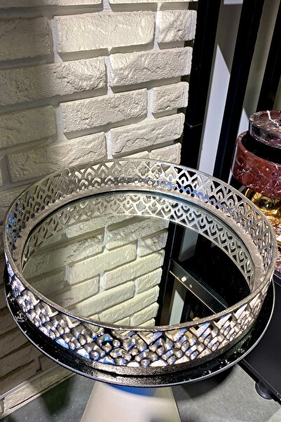 LAMEDORE Döküm 40 Cm Dekoratif Aynalı Tepsi