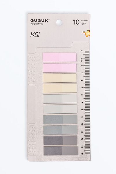 GUGUK Transparent Pet Index - Ash 10-color Ruled Post-it Sticker (Ggk-p025)