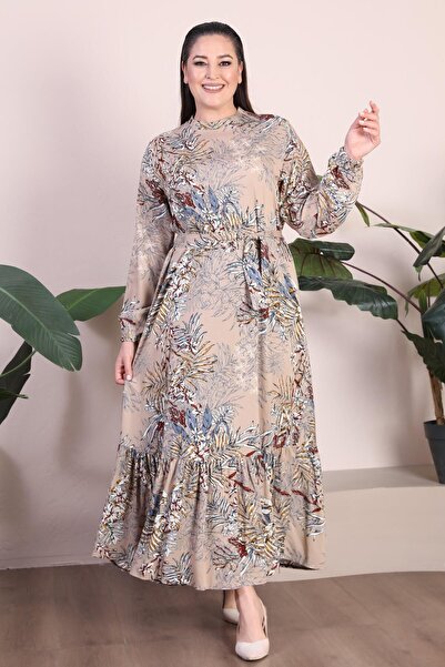 Ferace Γυναικείο φόρεμα μεγάλου μεγέθους Φόρεμα βισκόζης με σχέδιο παλάμης