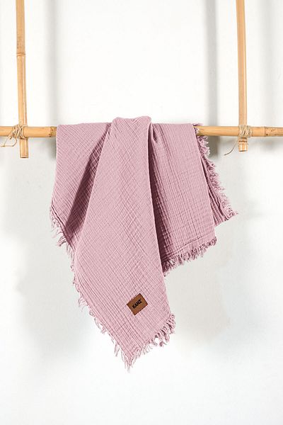 Kanz 2-Layer Baby Muslin Blanket - 100% Cotton, 100X120 Dusty Rose