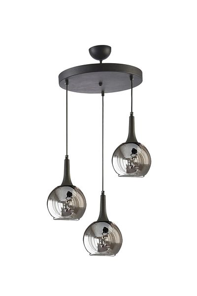 Modavize Fred Modern Decorative Black Color Smoked Glass Pendant Lamp Living Room - Kitchen - Bedroom 3-Piece Chandelier