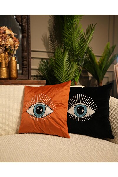 ref crea Husă de pernă brodată pentru ochi în culoarea cărămizii