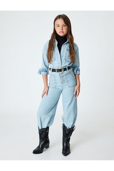 Koton Baumwoll-Jeans mit weitem Bein – Jeans mit weitem Bein und Taschen