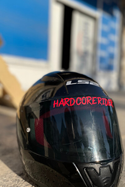 Banxtre Kask Vizörü için Kırmızı Hard Core Rider Sticker Etiket 14CMx2CM (1 A...