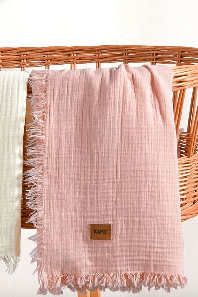 Kanz 2 Layer Baby Muslin Blanket - 100% Cotton, 100X120 Salmon