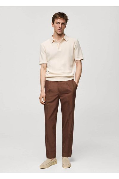 MANGO Man Pantaloni din bumbac lioși