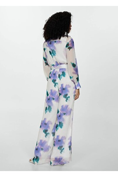 MANGO Woman Kuşaklı, desenli tulum