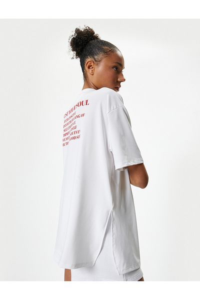 Koton Oversize Αθλητικό κοντομάνικο μπλουζάκι με στάμπα στην πλάτη