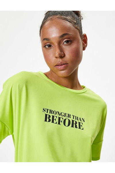 Koton Crew Neck Short Sleeve Oversize Sports T-Shirt - Slogan Printed