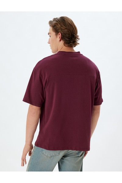 Koton Βαμβακερό μπλουζάκι Oversize - Σλόγκαν με στάμπα, λαιμόκοψη, κοντό μανίκι