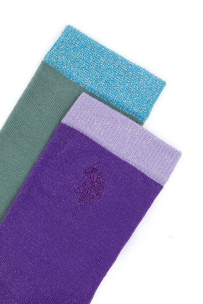 U.S. Polo Assn. Girl's Glittery 2-Piece Socks 50281728 -Vr034