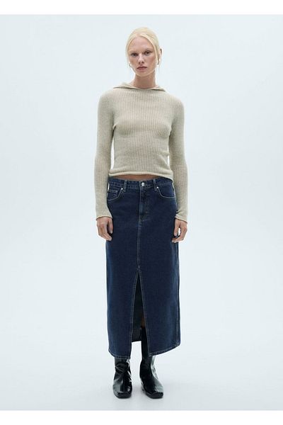 MANGO Woman Fusta midi din denim