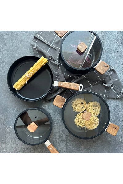 NEOFLAM Bien Cookware Set, Ceramic Coating, Induction Base, 7-Piece