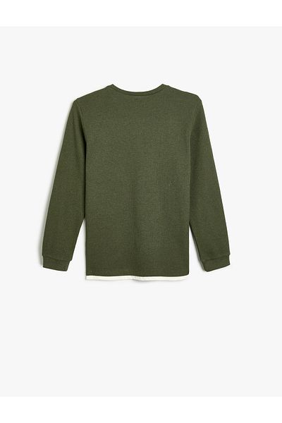 Koton Crew Neck Long Sleeve Textured Sweatshirt
