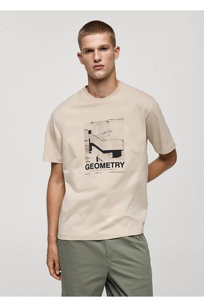 MANGO Man Tricou 100% bumbac cu imprimeu grafic pe față