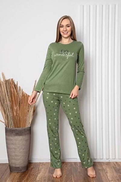 Markamoni Σετ γυναικεία πιτζάμα με μακρυμάνικο πράσινο Guava 434