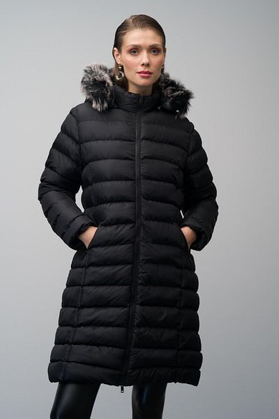 Olcay Αφαιρούμενη γούνινη κουκούλα Puffer Coat Black 6401