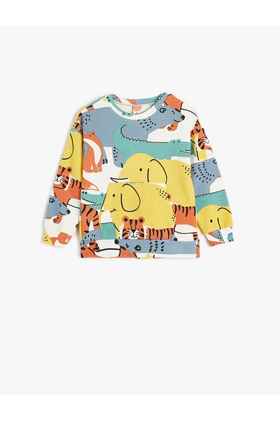 Koton Ecru Patterned Baby Boy Sweatshirt 5Wmb10006Tk