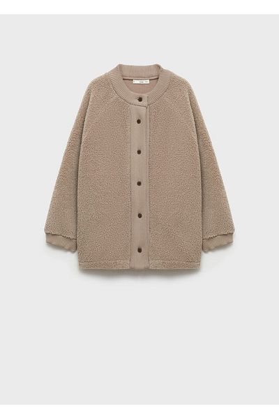 MANGO Woman Cardigan de blană cu nasturi