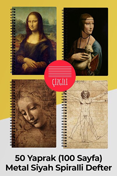 Anime Marketi Da Vinci 4Pcs A5 Spiral School Notebook Set 50 Sheets 100 Pages...