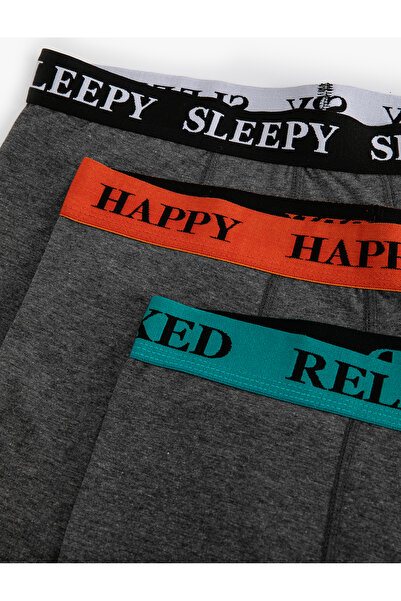 Koton Cotton Blended Slogan Printed Boxer Set of 3