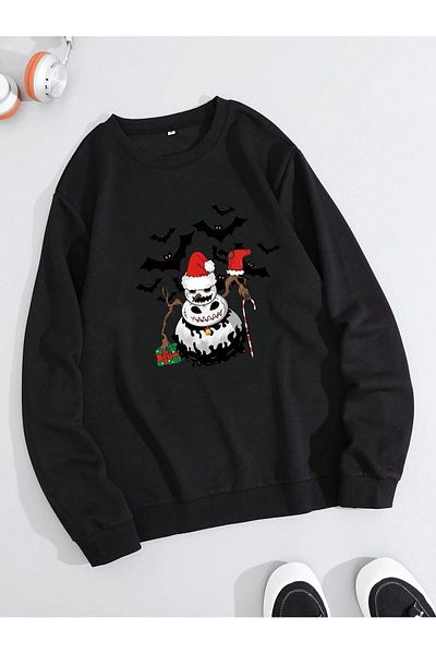 Pink Sky Unisex Oversize Sweatshirt - Christmas Snowman Printed 1 Hoodie