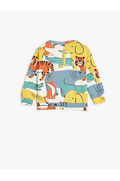 Koton Ecru Patterned Baby Boy Sweatshirt 5Wmb10006Tk