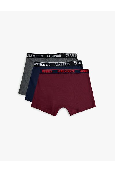 Koton 3-piece Cotton Boxer Set - with Slogan Print and Waist Detail
