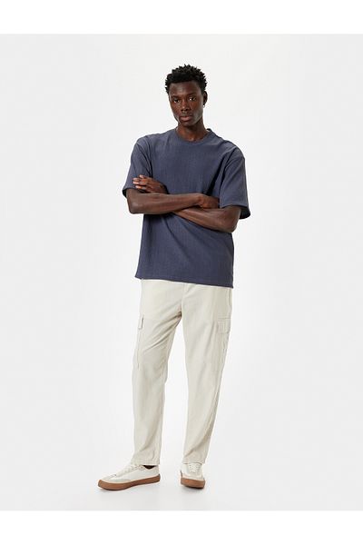 Koton Textured Crew Neck Oversize Short Sleeve T-Shirt