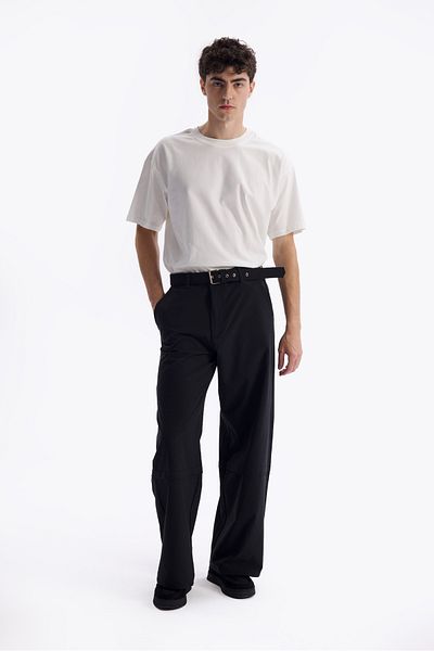 GIESTO Black Parachute Belted Pants