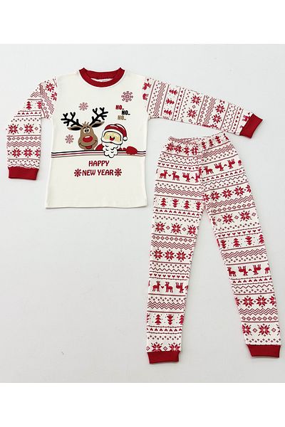 Zarmina Set de pijamale pentru copii cu model de cerb de Anul Nou