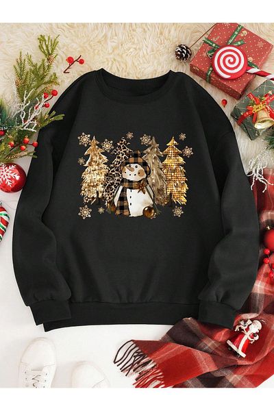 Pink Sky Unisex Oversize Sweatshirt - Christmas Snowman Printed Hoodie