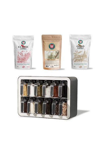 Mare Mosso Caffe ê Vendite 90 Gr. Classic Coffee - Milk Cream and Gold Coffee 12-Piece Spice Jar Set