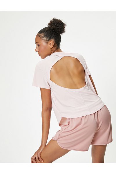 Koton Oversize Αθλητικό T-Shirt - Crew Neck, Λεπτομέρεια στην πλάτη, κοντό μανίκι