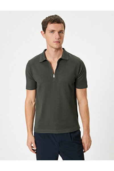 Koton Half Zipper Polo Collar Knitwear Sweater - Short Sleeve