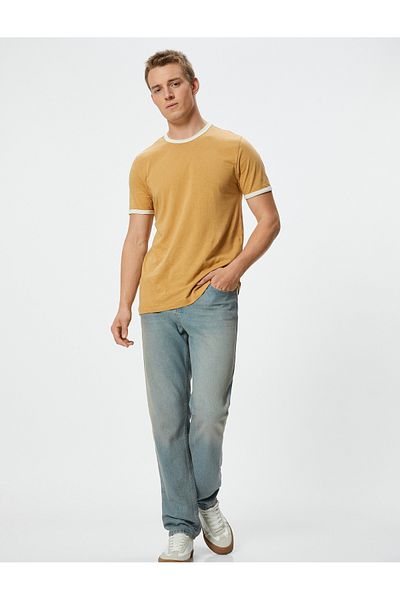 Koton Cotton Slim Fit Crew Neck T-Shirt - Ribbed, Short Sleeve