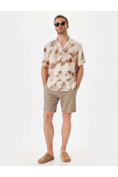 Koton Viscose Short Sleeve Shirt - Turn-Down Collar